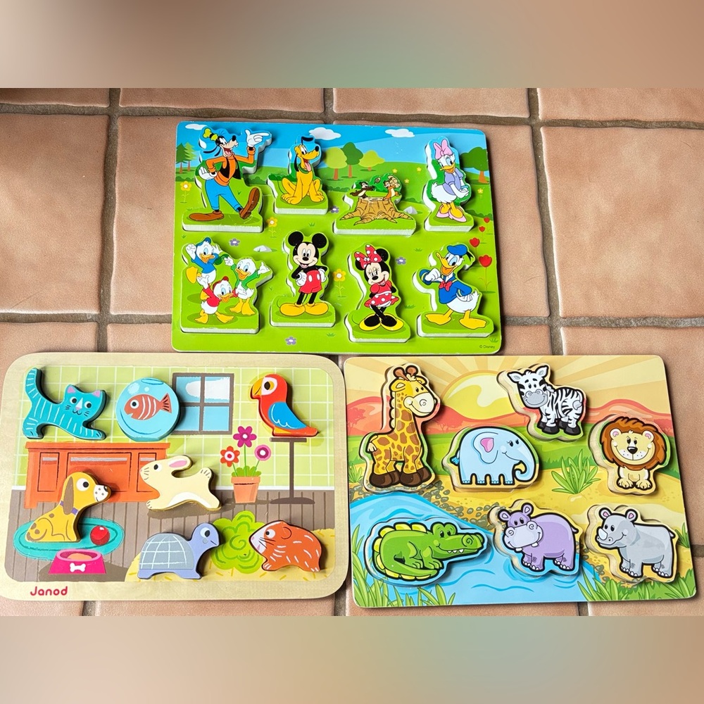 Lot of Three Wooden Toddler Puzzles